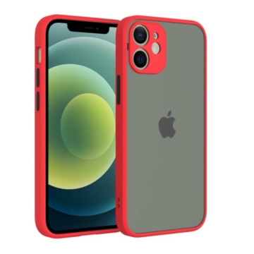 Cellect hibrid tok kemény műanyag hátlappal, piros szilikon kerettel, fekete gombokkal, iPhone 12 mini