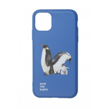 Cellect GoGreen Lebomló, Komposztálható tok, kék, pingvin Apple iPhone 12