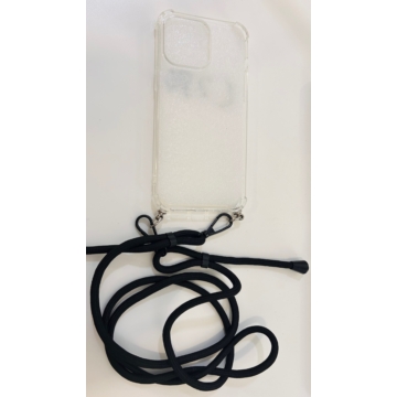 Ütésálló szilikon átlátszó tok nyakbaakasztható pánttal Apple iPhone 14 Pro Max