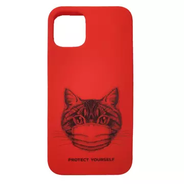 Cellect piros maszkos macska mintájú TPU szilikon tok,  Samsung Galaxy A42 5G SM-A426B