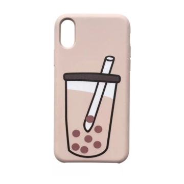 Cellect Pink Bubble Tea Mintás TPU Szilikon Tok Apple iPhone X/Xs