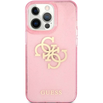 Guess Big 4G Full Glitter rózsaszín csillogós tok - iPhone 13 Pro Max