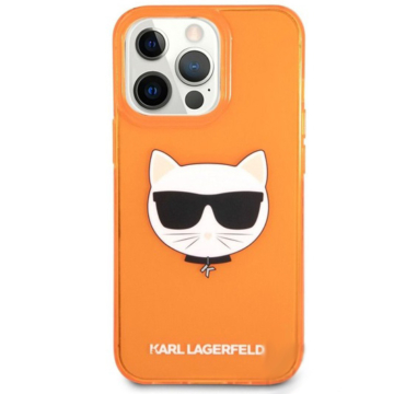 Karl Lagerfeld Choupette Head szilikon hátlap tok Apple iPhone 13 Pro Max, narancs
