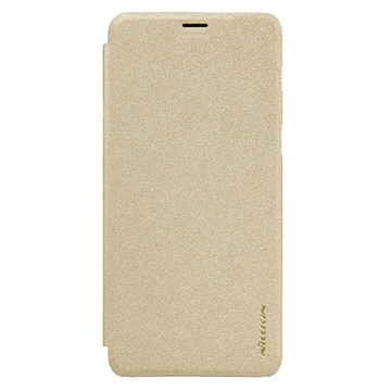 Nillkin Sparkle Oldalra nyíló Flip Arany Bőr tok, műanyag (PC) tartóval, Samsung Galaxy S9 SM-G960