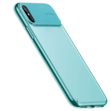 Baseus Cián Kék PC (műanyag) Tok Bőr Betéttel iPhone Xs MAX