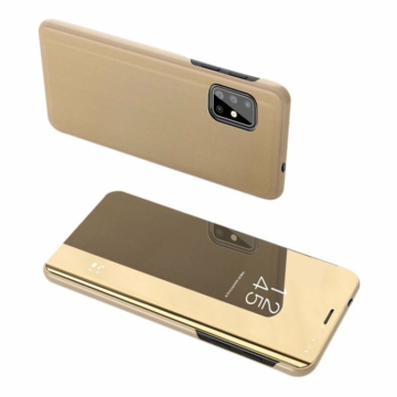 Arany színű Clear View flip tok áttetsző fedéllel, Samsung Galaxy A22 5G SM-A225F