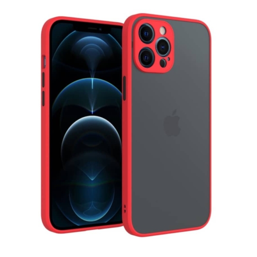 Cellect hibrid tok kemény műanyag hátlappal, piros szilikon kerettel, fekete gombokkal, iPhone SE 2020,SE 2022,8,7