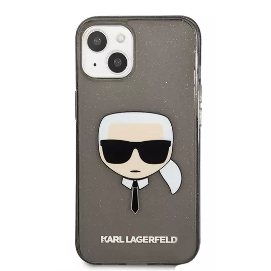 Karl Lagerfeld Head Full Glitter szilikon hátlap tok Apple iPhone 13 mini, fekete