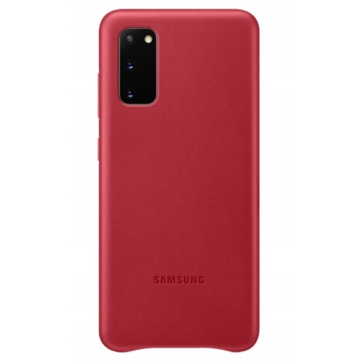 Samsung Gyári Piros PC műanyag tok bőr borítással Samsung Galaxy S20 Ultra 5G SM-G988