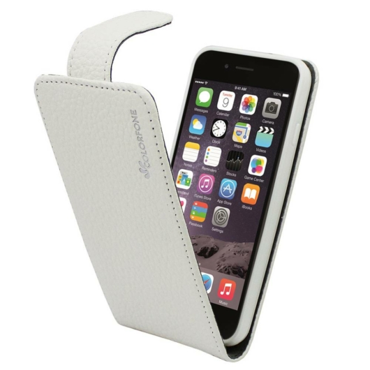 Colorfone Fehér lefelé nyíló bőr flip tok TPU (szilikon) kerettel Apple iPhone 6 Plus