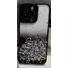 Kép 1/2 - iPhone 14 Pro, Csillogós átlátszó PC (műanyag) tok ezüst csillámmal, fekete szilikon kerettel